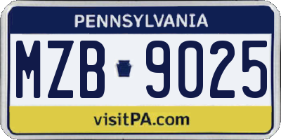 PA license plate MZB9025