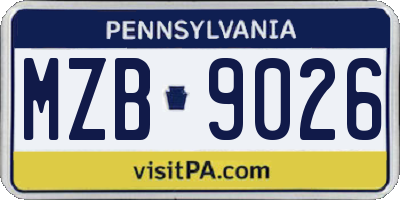 PA license plate MZB9026
