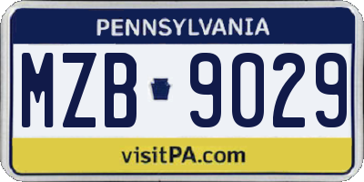 PA license plate MZB9029