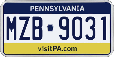 PA license plate MZB9031
