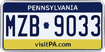 PA license plate MZB9033
