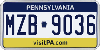 PA license plate MZB9036