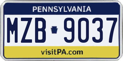 PA license plate MZB9037