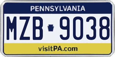 PA license plate MZB9038