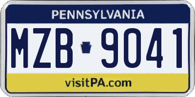 PA license plate MZB9041