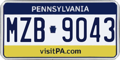 PA license plate MZB9043