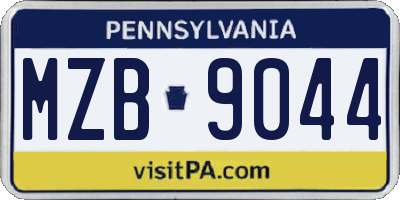 PA license plate MZB9044