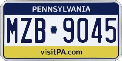 PA license plate MZB9045