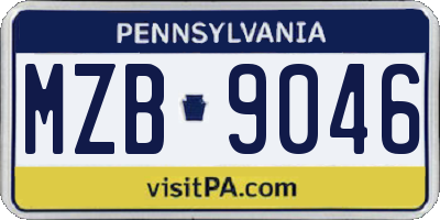 PA license plate MZB9046