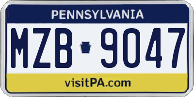 PA license plate MZB9047