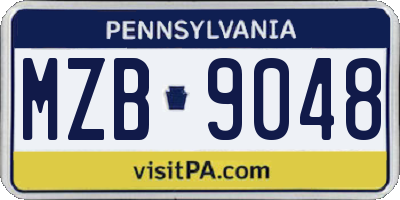PA license plate MZB9048