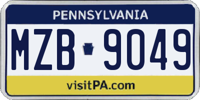PA license plate MZB9049