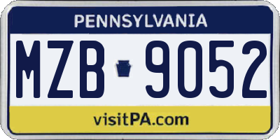PA license plate MZB9052