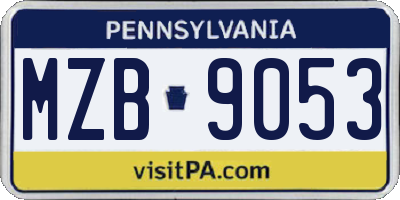 PA license plate MZB9053