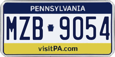 PA license plate MZB9054