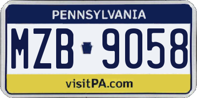 PA license plate MZB9058