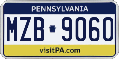 PA license plate MZB9060