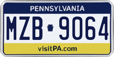 PA license plate MZB9064