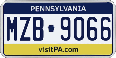 PA license plate MZB9066