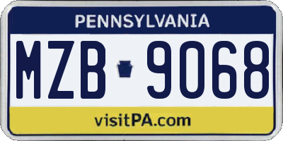 PA license plate MZB9068