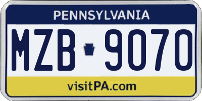 PA license plate MZB9070