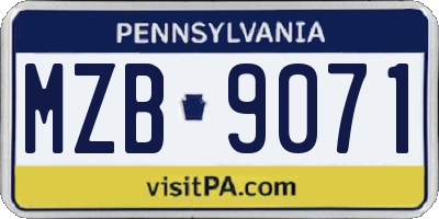PA license plate MZB9071