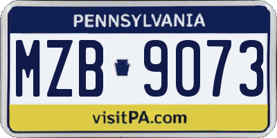 PA license plate MZB9073