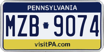 PA license plate MZB9074