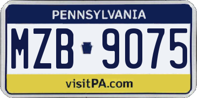PA license plate MZB9075