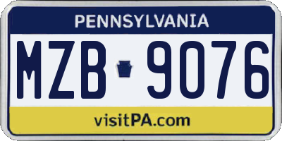 PA license plate MZB9076