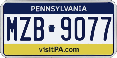 PA license plate MZB9077