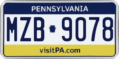 PA license plate MZB9078