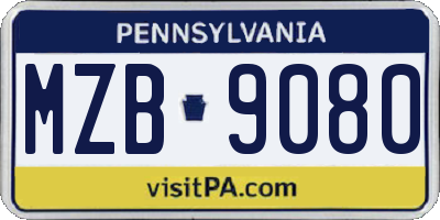 PA license plate MZB9080