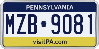 PA license plate MZB9081