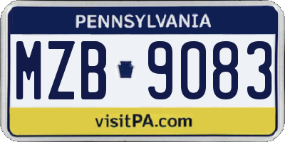 PA license plate MZB9083