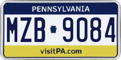PA license plate MZB9084