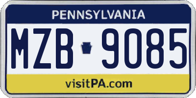 PA license plate MZB9085