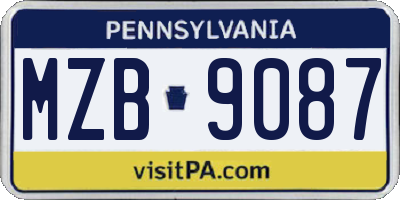 PA license plate MZB9087