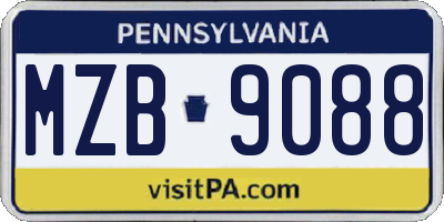 PA license plate MZB9088