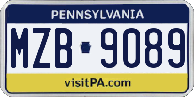 PA license plate MZB9089
