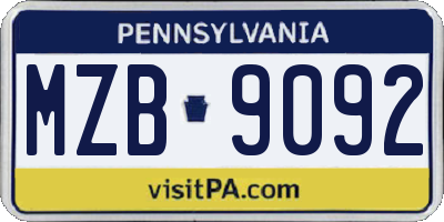 PA license plate MZB9092