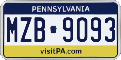 PA license plate MZB9093