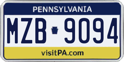 PA license plate MZB9094