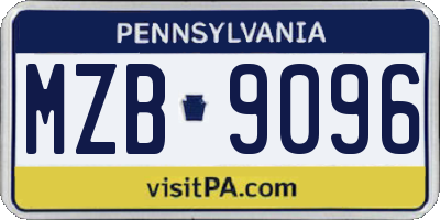 PA license plate MZB9096