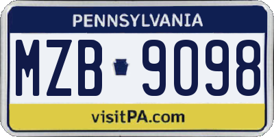 PA license plate MZB9098