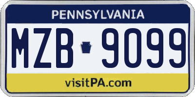 PA license plate MZB9099