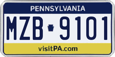 PA license plate MZB9101