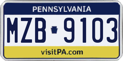 PA license plate MZB9103