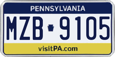 PA license plate MZB9105