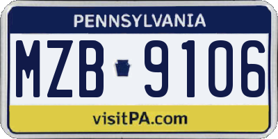 PA license plate MZB9106